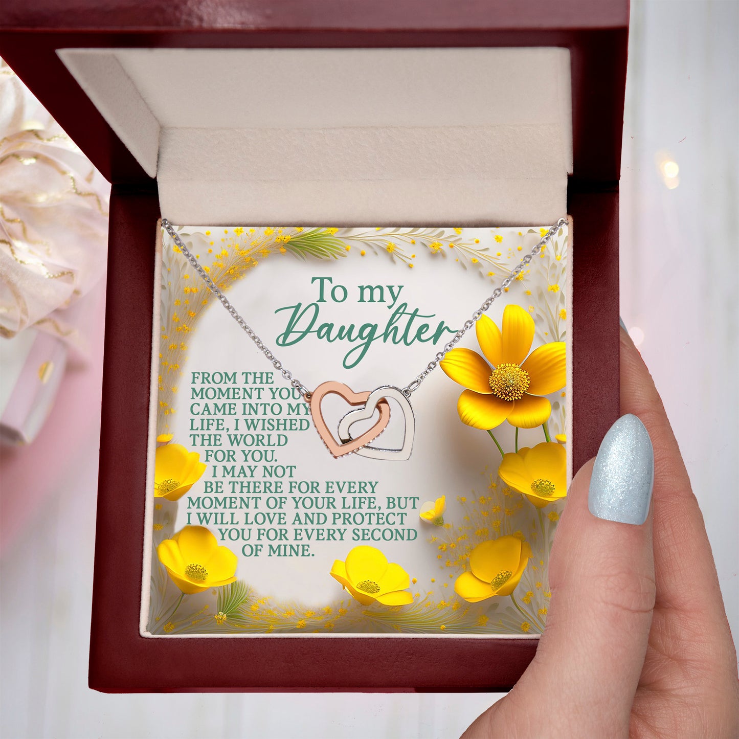 To My Daughter - A Gift of Love & Protection - Interlocking Hearts Necklace - Mallard Moon Gift Shop