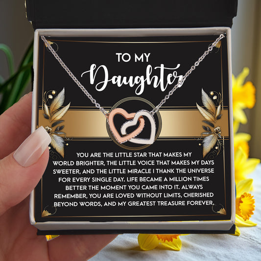 To My Daughter - My Greatest Treasure Interlocking Hearts Necklace Birthday, Graduation, Christmas Gift - Mallard Moon Gift Shop