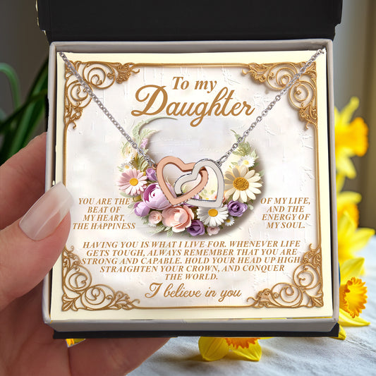 Gift for Daughter - I Believe in You Always - Interlocking Hearts Necklace - Mallard Moon Gift Shop