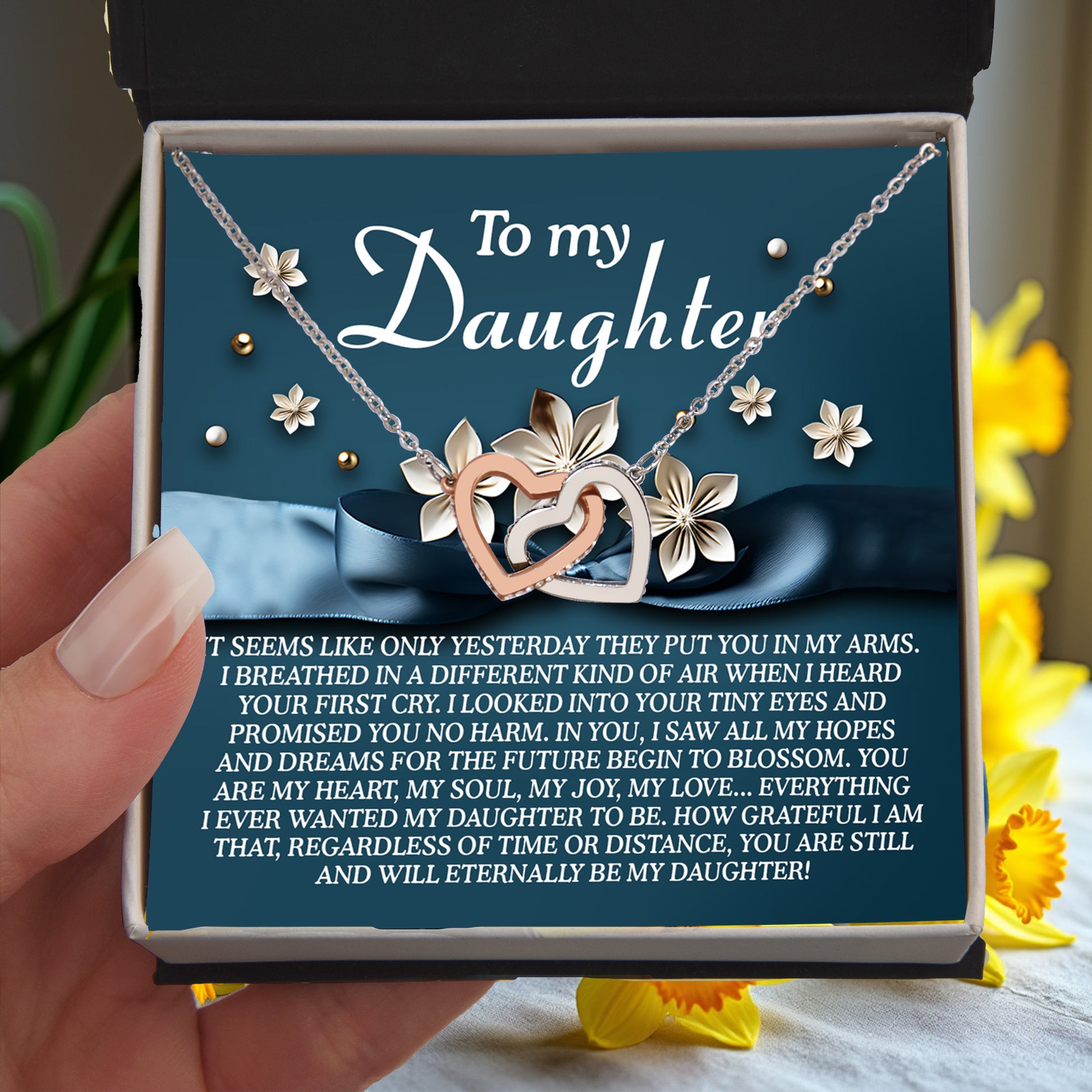 To My Daughter – You Are My Heart, My Soul, My Joy – Timeless Necklace Gift with Loving Message - Mallard Moon Gift Shop