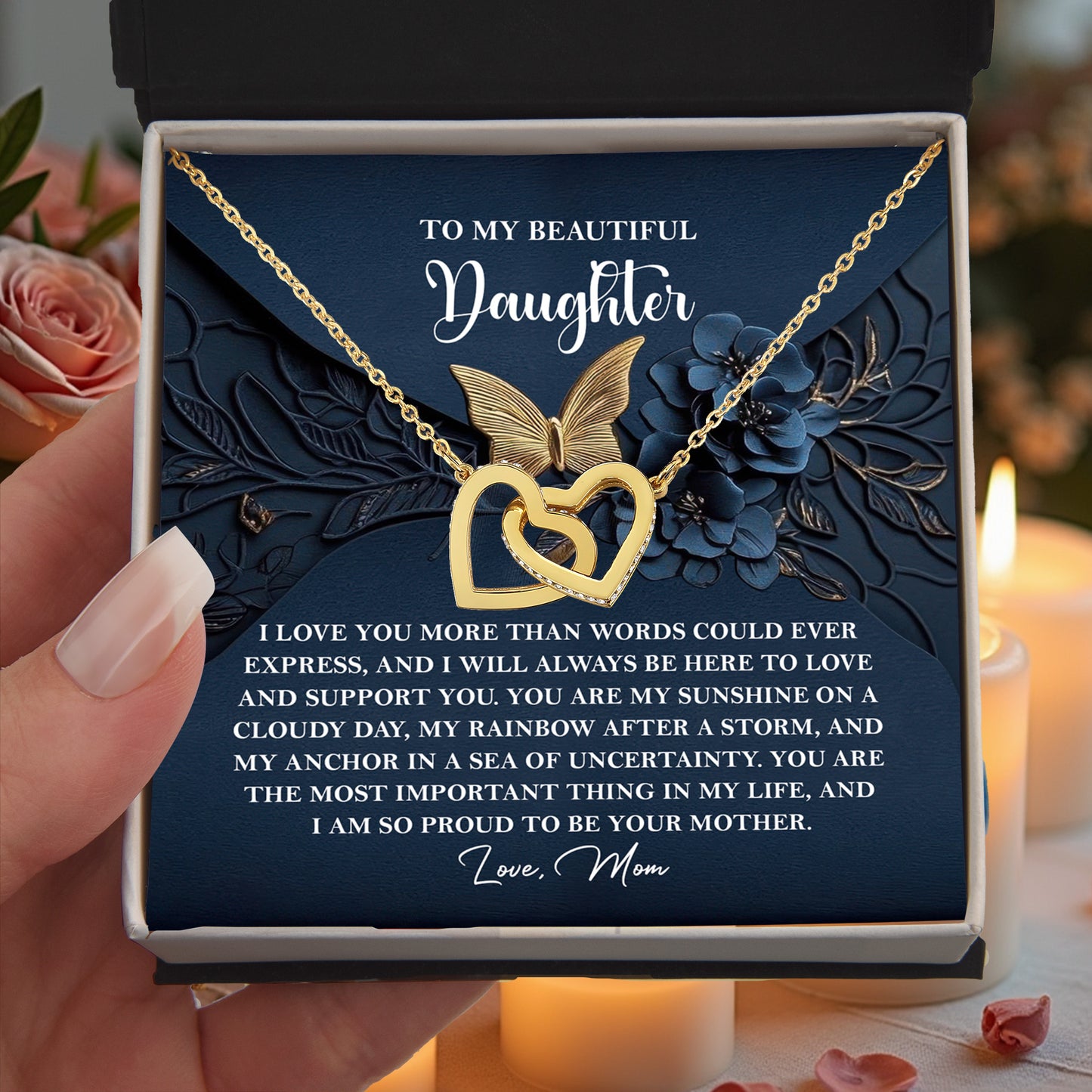 Daughter Gift - My Sunshine - Interlocking Hearts Necklace – A Heartfelt Gift from Mom - Mallard Moon Gift Shop
