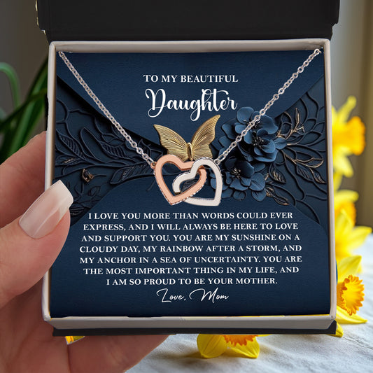 Daughter Gift - My Sunshine - Interlocking Hearts Necklace – A Heartfelt Gift from Mom - Mallard Moon Gift Shop