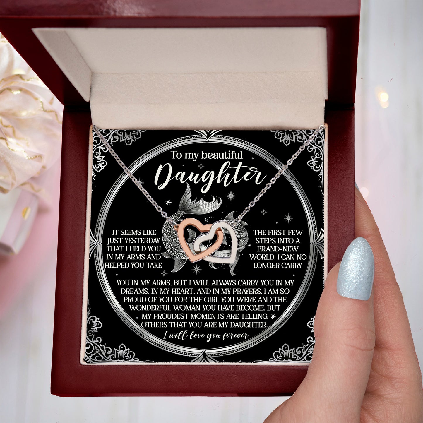 To My Beautiful Daughter - Carry You In My Dreams – Sentimental Necklace Gift - Mallard Moon Gift Shop