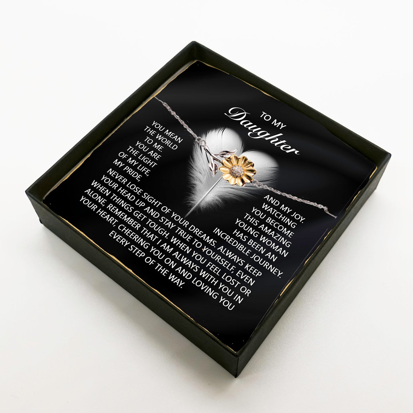 Daughter Sunflower Bracelet- My Pride and Joy – 925 Sterling Silver with 18K Gold-Plated Petals – Inspirational Jewelry Gift from Parent – Includes Heartfelt Message Card - Mallard Moon Gift Shop