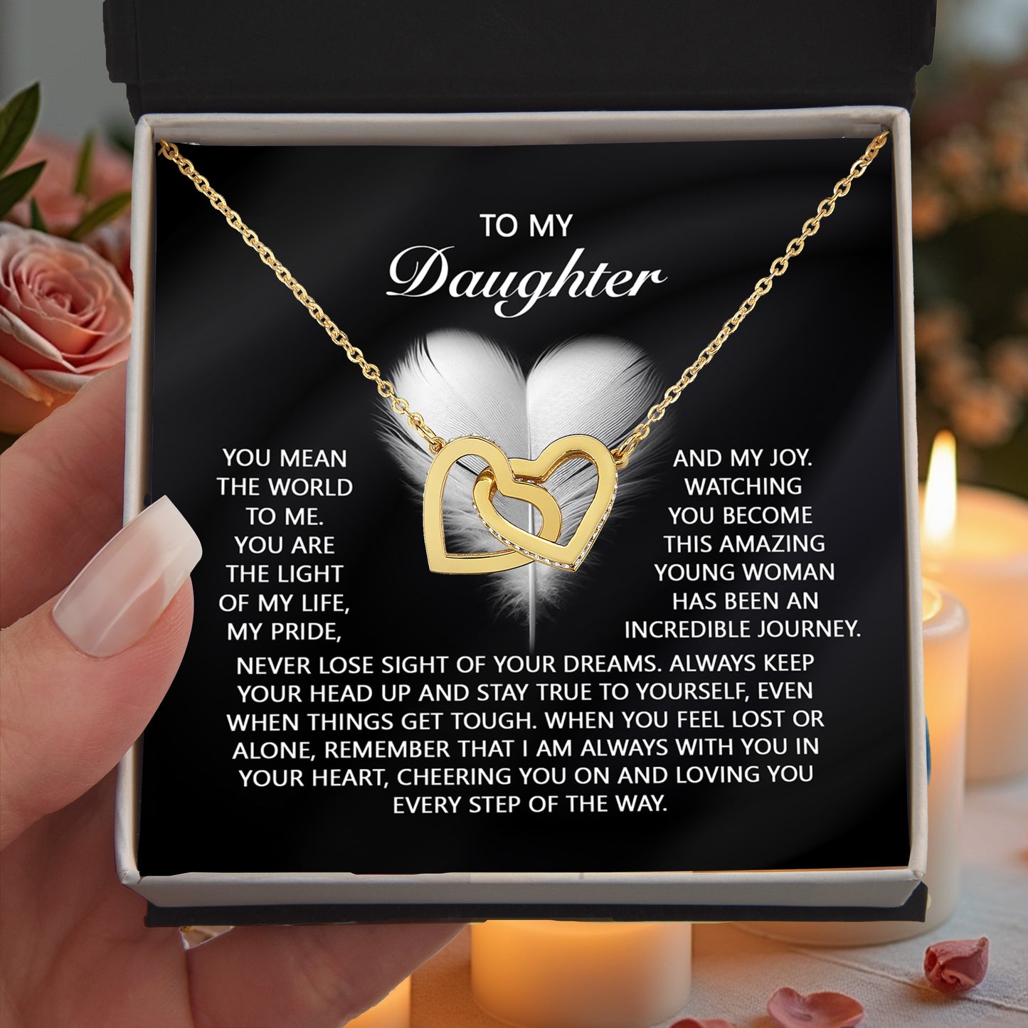 To My Daughter – A Gift of Love, Pride & Encouragement- Interlocking Hearts Necklace - Mallard Moon Gift Shop