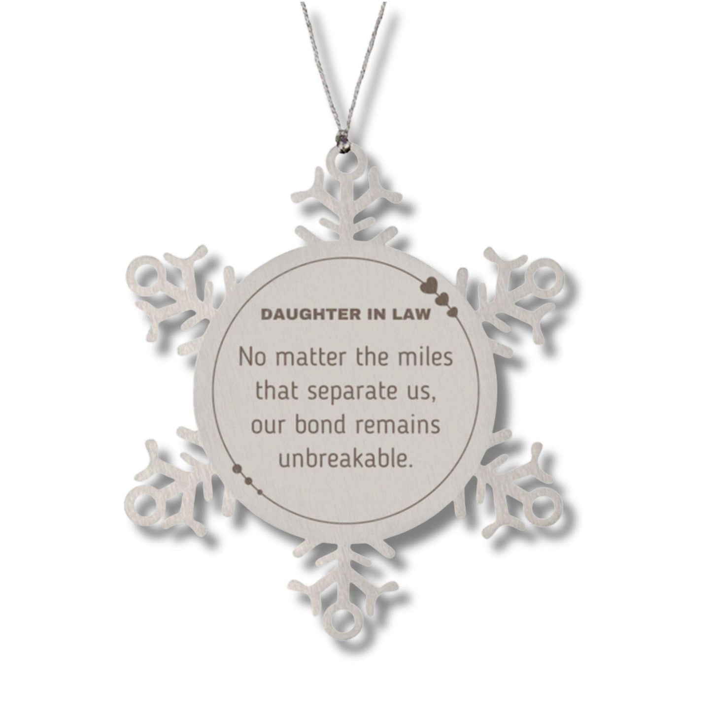 Daughter Long Distance Relationship Gifts, No matter the miles that separate us, Cute Love Snowflake Ornament For Daughter, Birthday Christmas Unique Gifts For Daughter