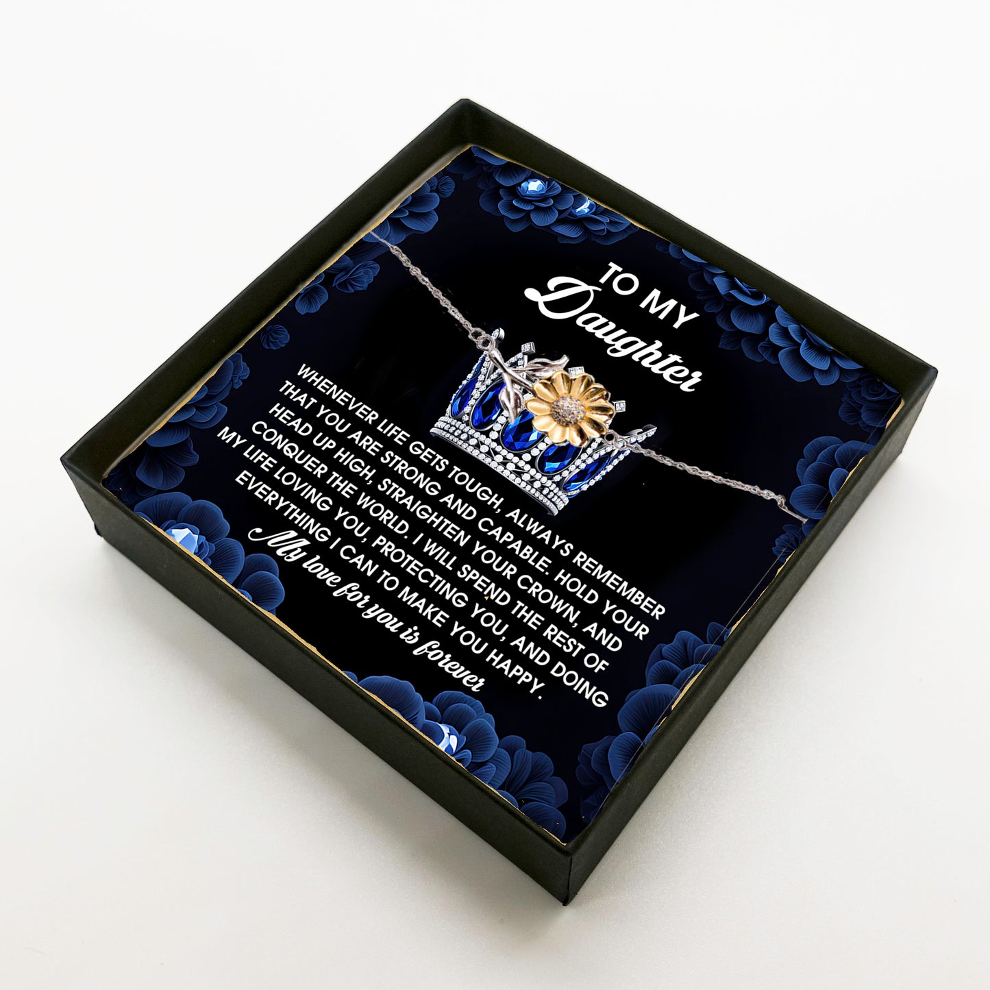 Daughter Sunflower Bracelet - Straighten Your Crown – 925 Sterling Silver with 18K Gold-Plated Petals – Inspirational Jewelry Gift from Parent – Includes Heartfelt Message Card - Mallard Moon Gift Shop