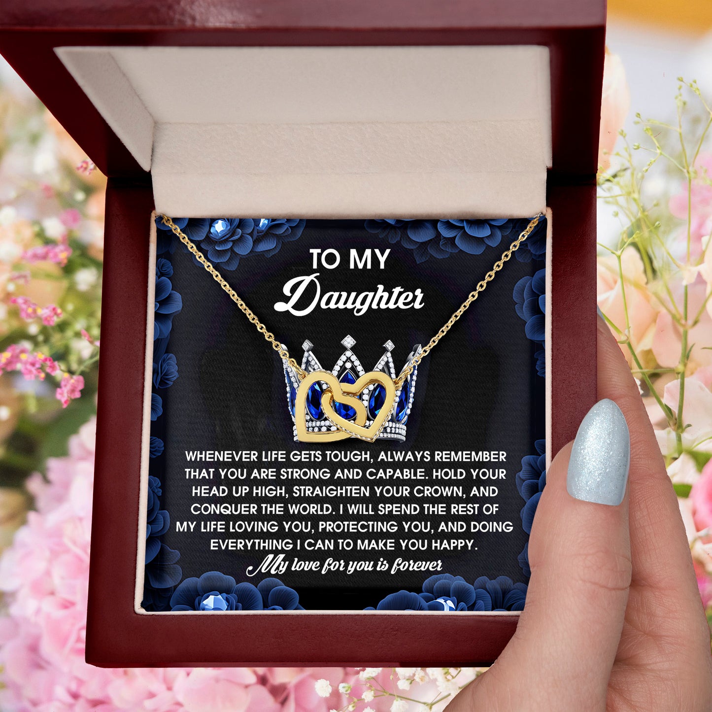 To My Daughter - Strength & Unwavering Love - Interlocking Hearts Necklace - Mallard Moon Gift Shop