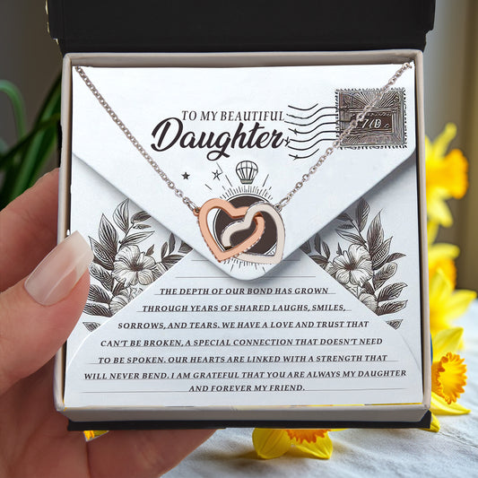 To My Beautiful Daughter - Forever My Friend - Interlocking Hearts Necklace - Mallard Moon Gift Shop