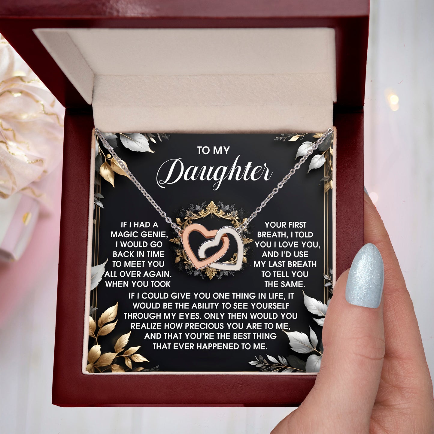 To My Daughter - Through My Eyes - Interlocking Hearts Necklace – A Timeless Symbol of Love & Devotion - Mallard Moon Gift Shop