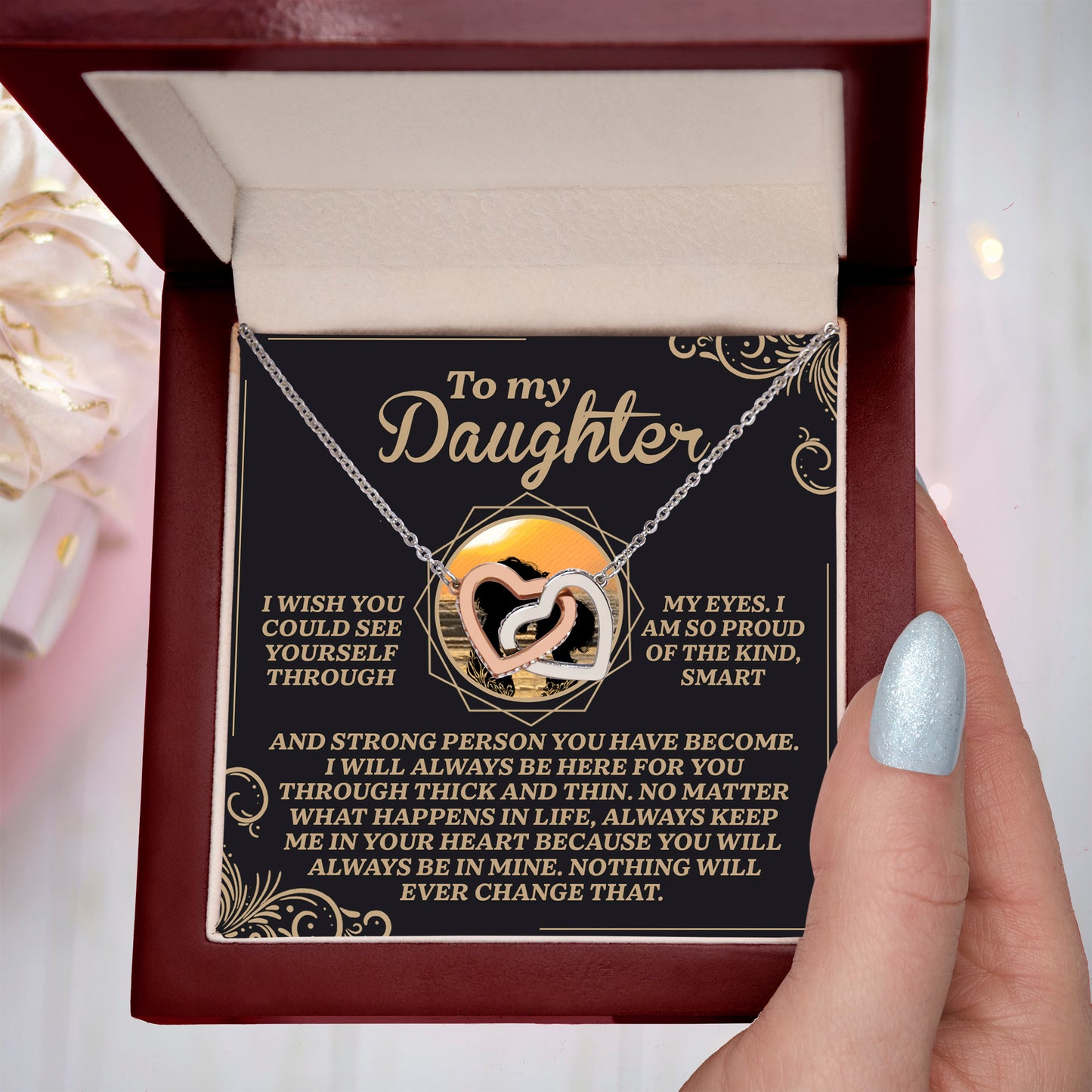 Gift for Daughter - Always Keep Me in Your Heart - Interlocking Hearts Necklace - Mallard Moon Gift Shop
