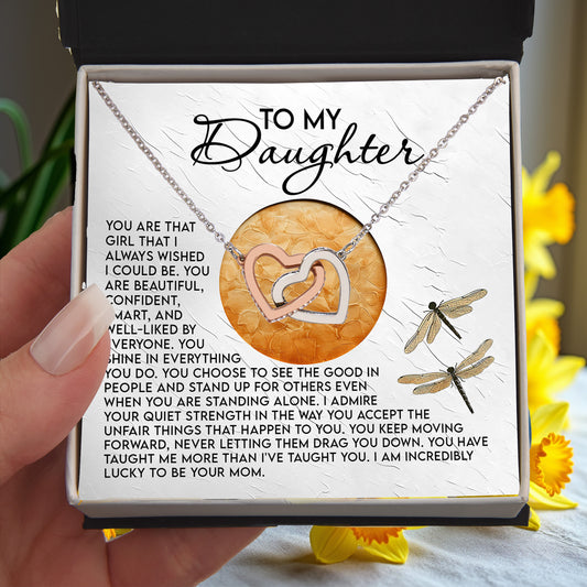 To My Daughter - Your Quiet Strength Inspires Me - Interlocking Hearts Necklace - Mallard Moon Gift Shop