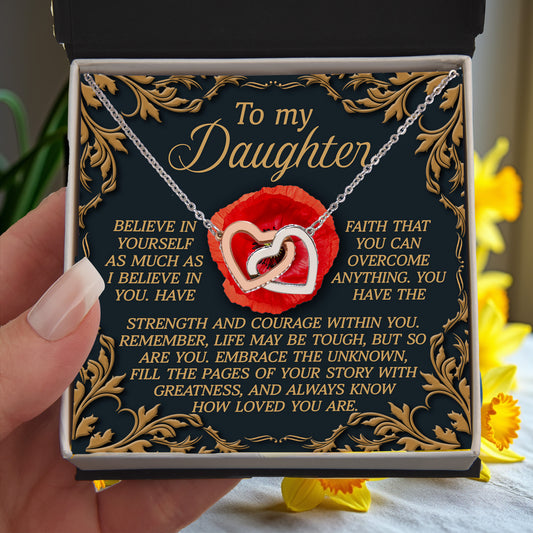 To My Daughter – Believe in Yourself - Interlocking Hearts Necklace - Mallard Moon Gift Shop