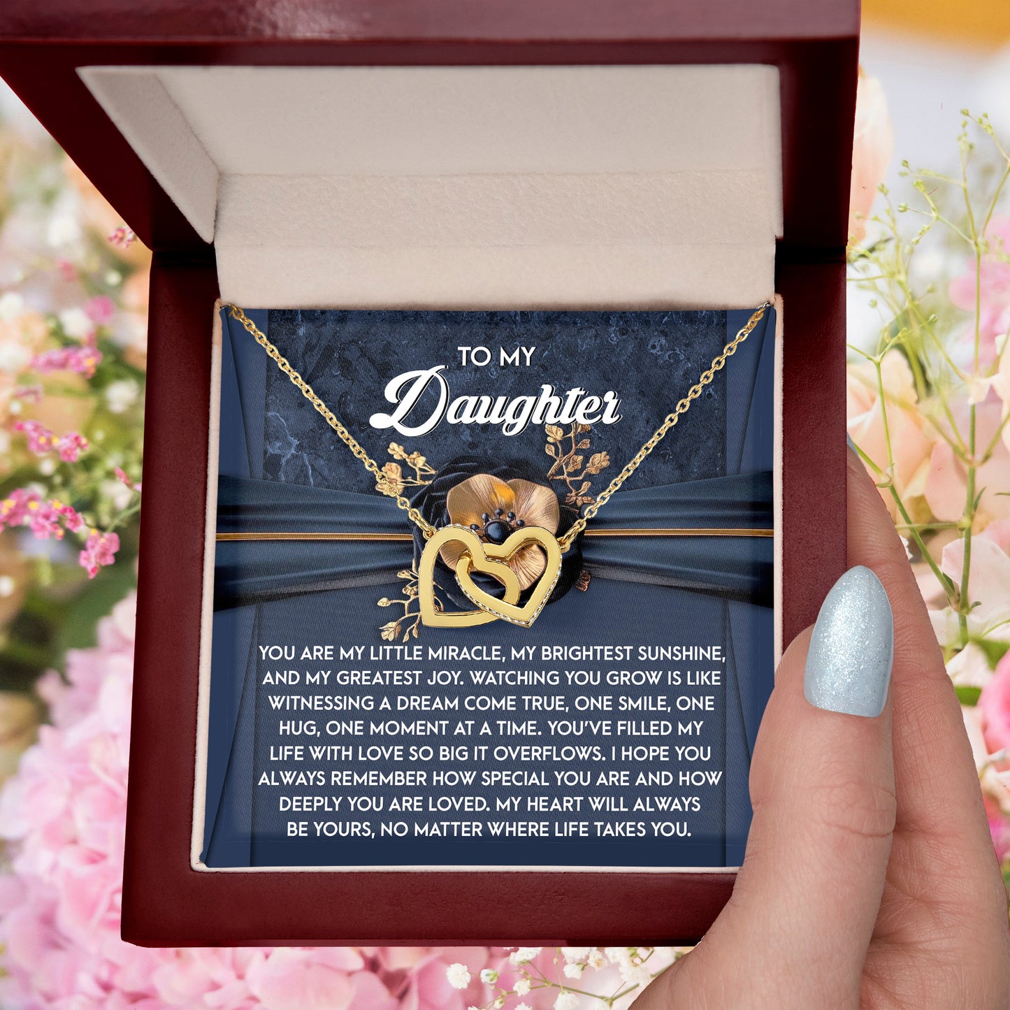 To My Daughter - Heartfelt Gift of Love & Encouragement Interlocking Hearts Necklace - Mallard Moon Gift Shop