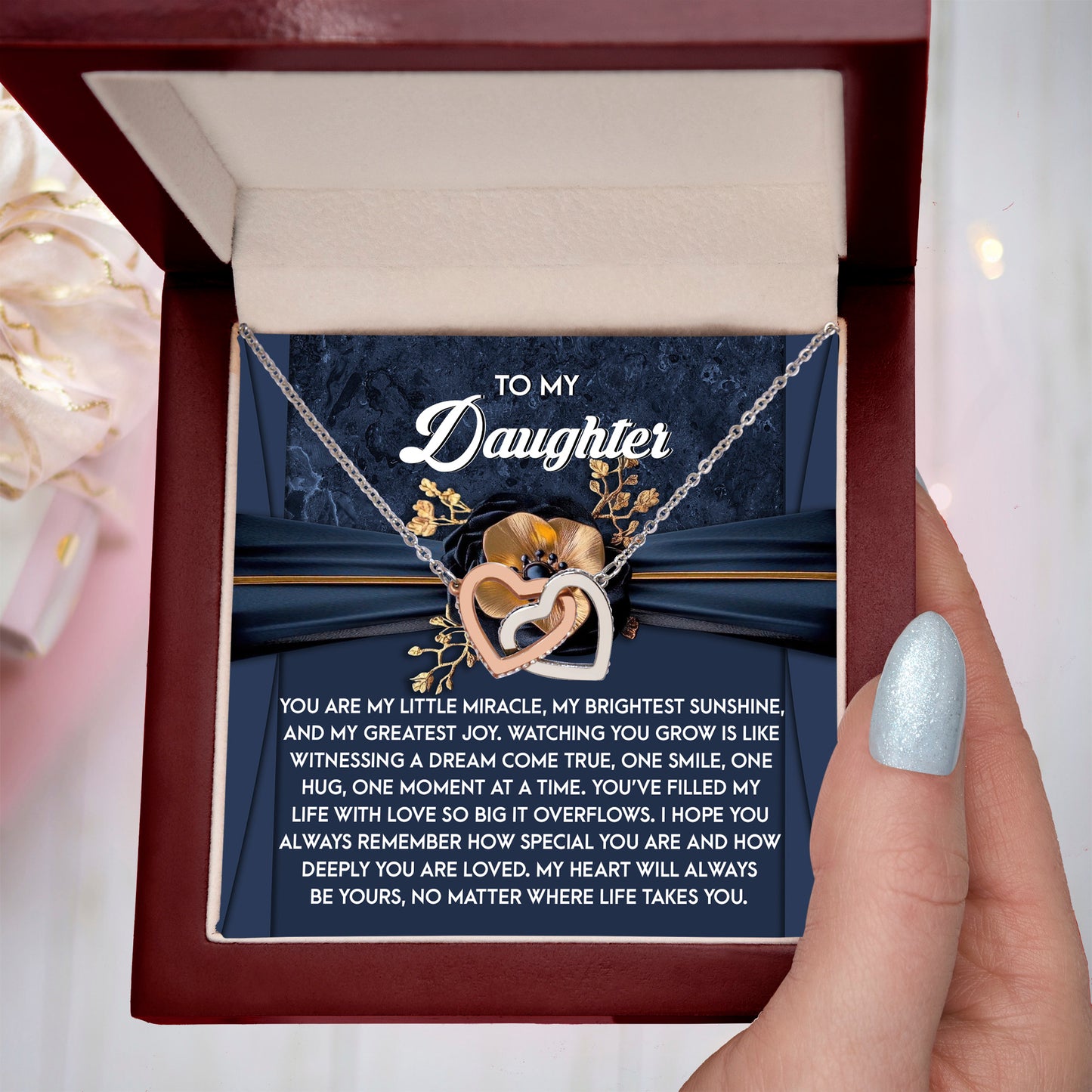 To My Daughter - Heartfelt Gift of Love & Encouragement Interlocking Hearts Necklace - Mallard Moon Gift Shop