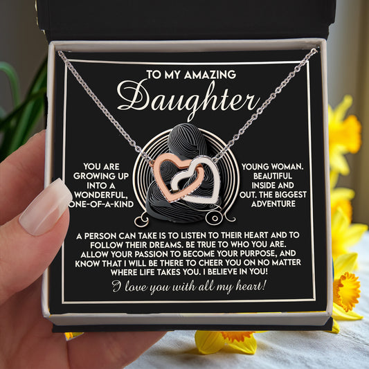 Gift for Daughter - I Believe in You with All My Heart - Interlocking Hearts Necklace - Mallard Moon Gift Shop