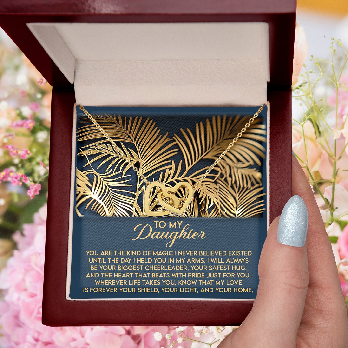 Gift for Daughter - I Will Always Be Your Biggest Cheerleader - Interlocking Hearts Necklace - Mallard Moon Gift Shop