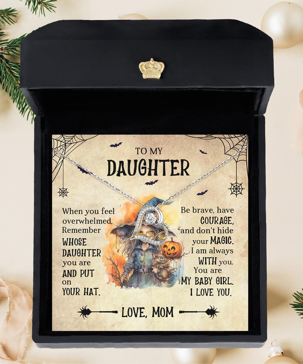 Daughter Halloween Inspired - Put Your Hat On and Don't Hide Your Magic Love Dancing Heart Necklace - Mallard Moon Gift Shop