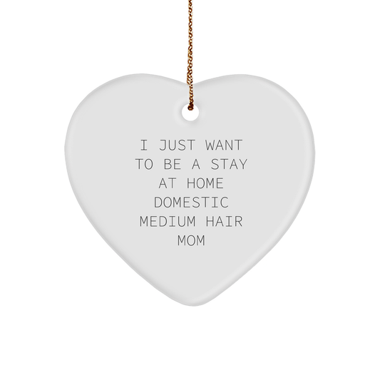 Domestic Medium Hair Cat Mom Heart Ornament, Funny Quote Christmas Gifts