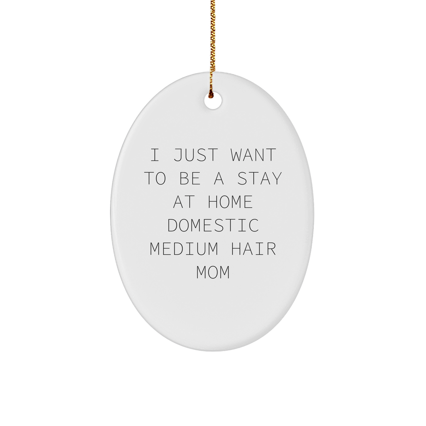 Domestic Medium Hair Cat Mom Oval Ornament, I Just Want To Be A Stay At Home, Gifts from Family to Friends, Christmas Unique Gifts for Domestic Medium Hair Cat, Oval Ornament