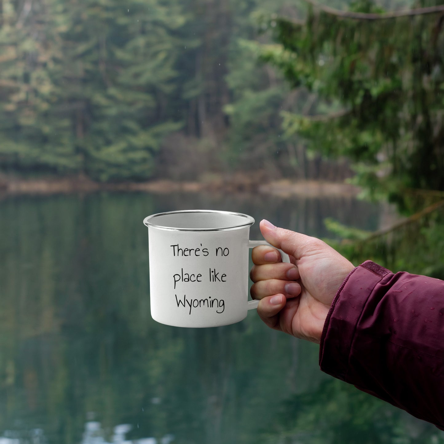 Wyoming Love Camping Mug - There's No Place Like Wyoming - Mallard Moon Gift Shop