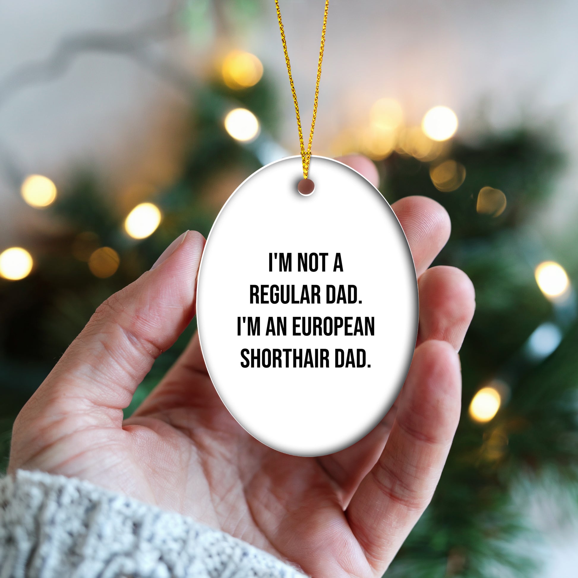 European Shorthair Cat Dad Funny Oval Ornament, Gifts from Men to European Shorthair Cat, Unique Christmas Unique Gifts for Pet Lovers