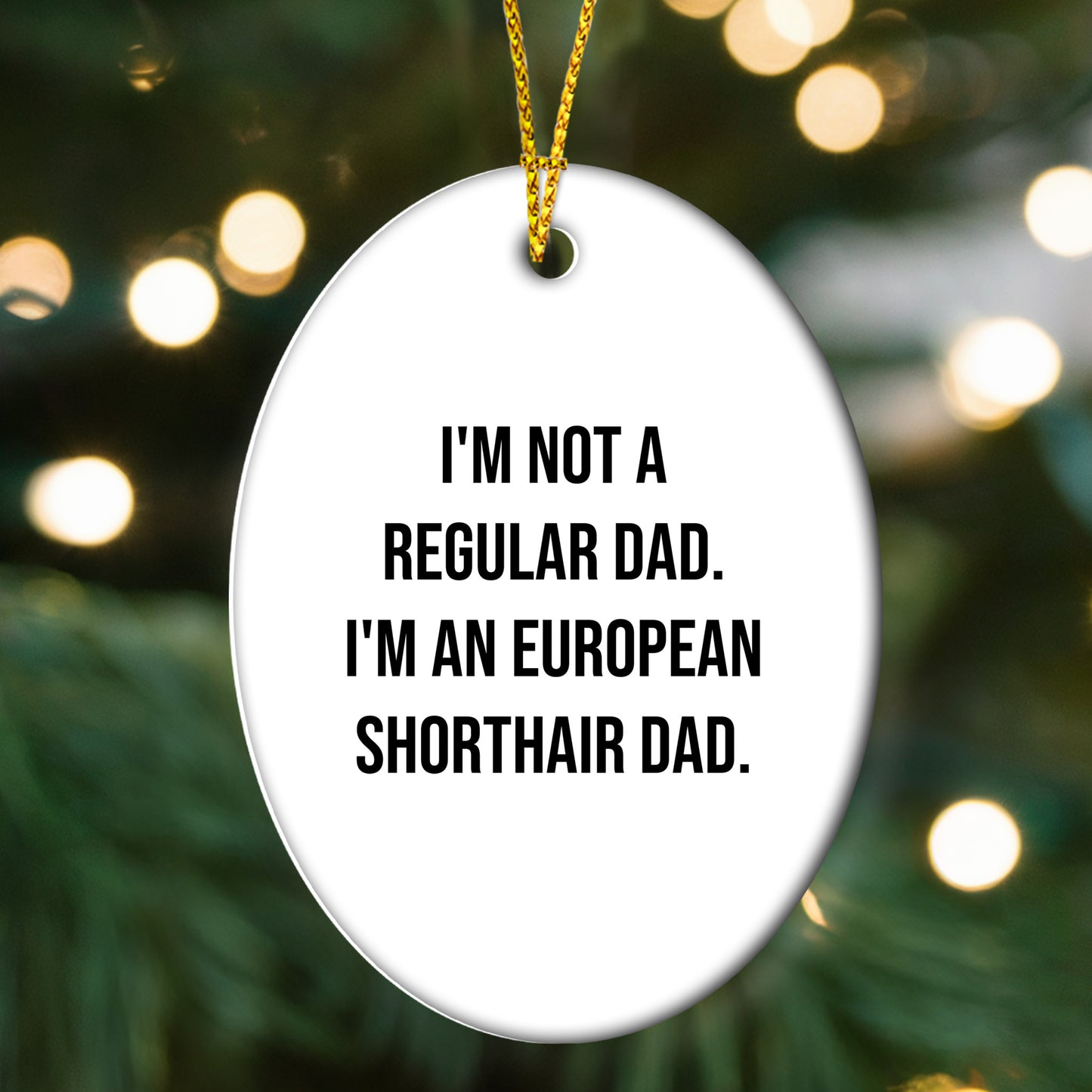 European Shorthair Cat Dad Funny Oval Ornament, Gifts from Men to European Shorthair Cat, Unique Christmas Unique Gifts for Pet Lovers