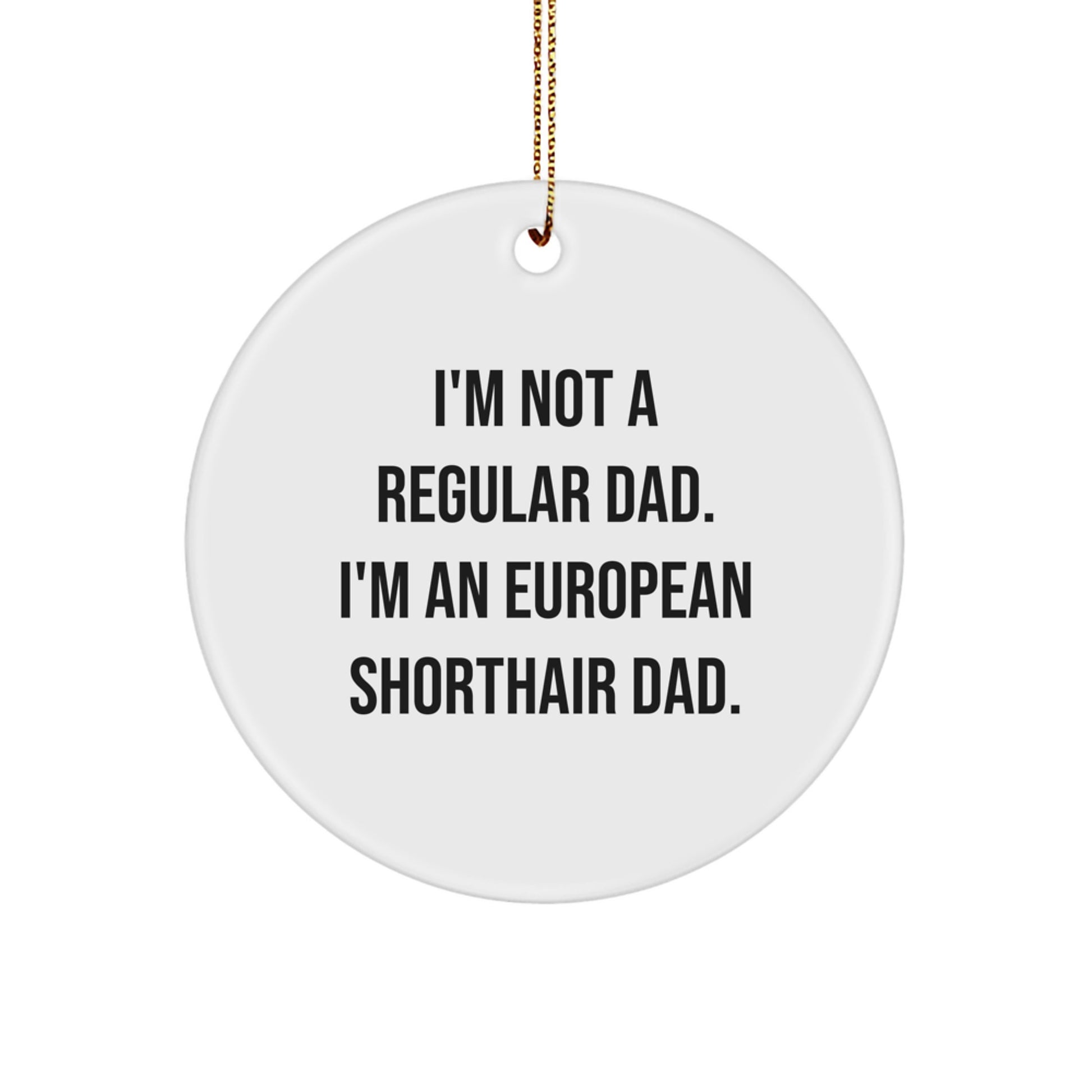 European Shorthair Cat Dad's Funny Christmas Unique Gift, Circle Ornament from Friends and Family, 'I'm Not A Regular Dad. I'm An European Shorthair Dad.'
