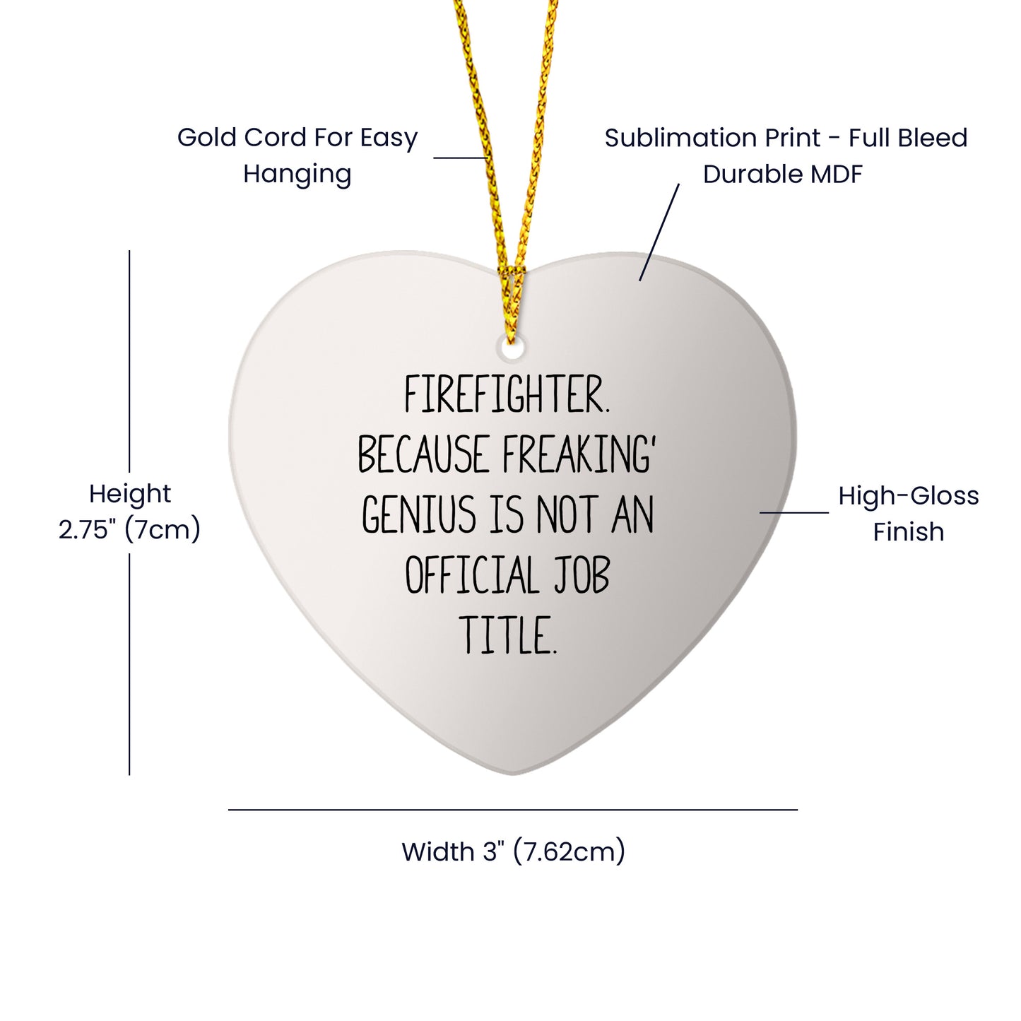 Firefighter Heart Ornament, Funny Quote, Gifts from Family for Firefighter, Christmas Unique Gifts, Funny Firefighter Gifts
