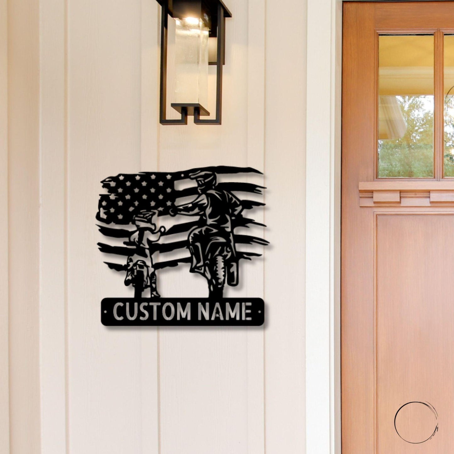 American Motocross Family Monogram Indoor Outdoor Steel Wall Sign - Mallard Moon Gift Shop