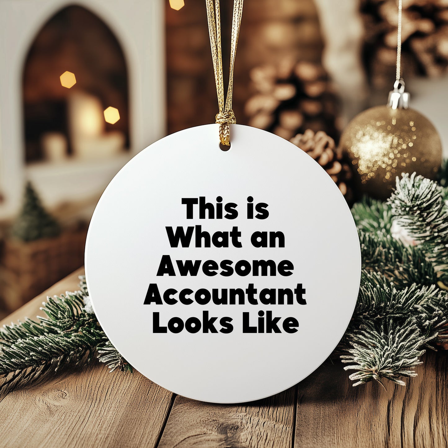 Funny Accountant Gifts, Circle Ornament, 'This Is What An Awesome Accountant Looks Like', Christmas Unique Gifts from Friends, Coworkers, Family for Accountants