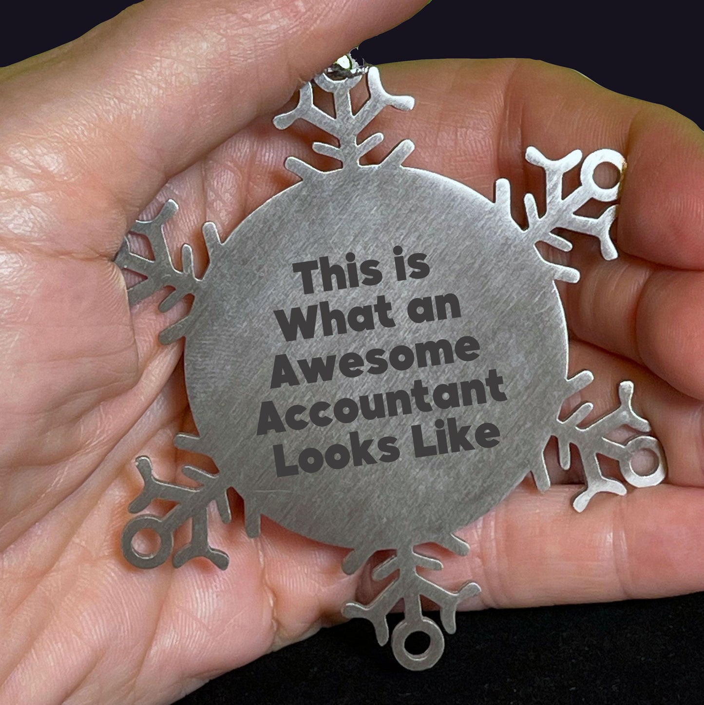 Funny Accountant Gifts from Friends for Christmas - Snowflake Ornament, 'This Is What An Awesome Accountant Looks Like'