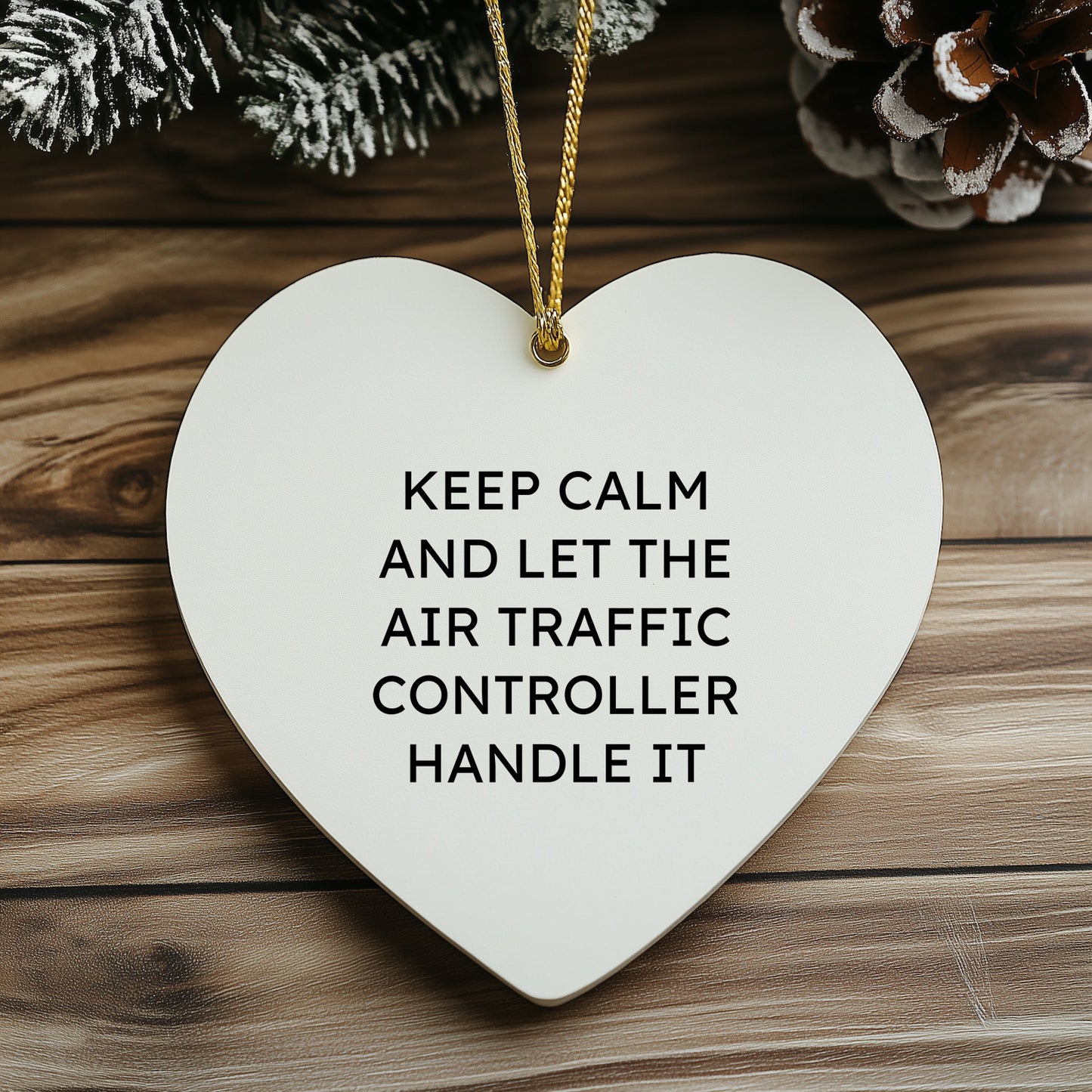 Funny Air Traffic Controller Heart Ornament, Gifts from Friends for Air Traffic Controller, 'Keep Calm And Let The Air Traffic Controller Handle It' Christmas Unique Gift - Mallard Moon Gift Shop