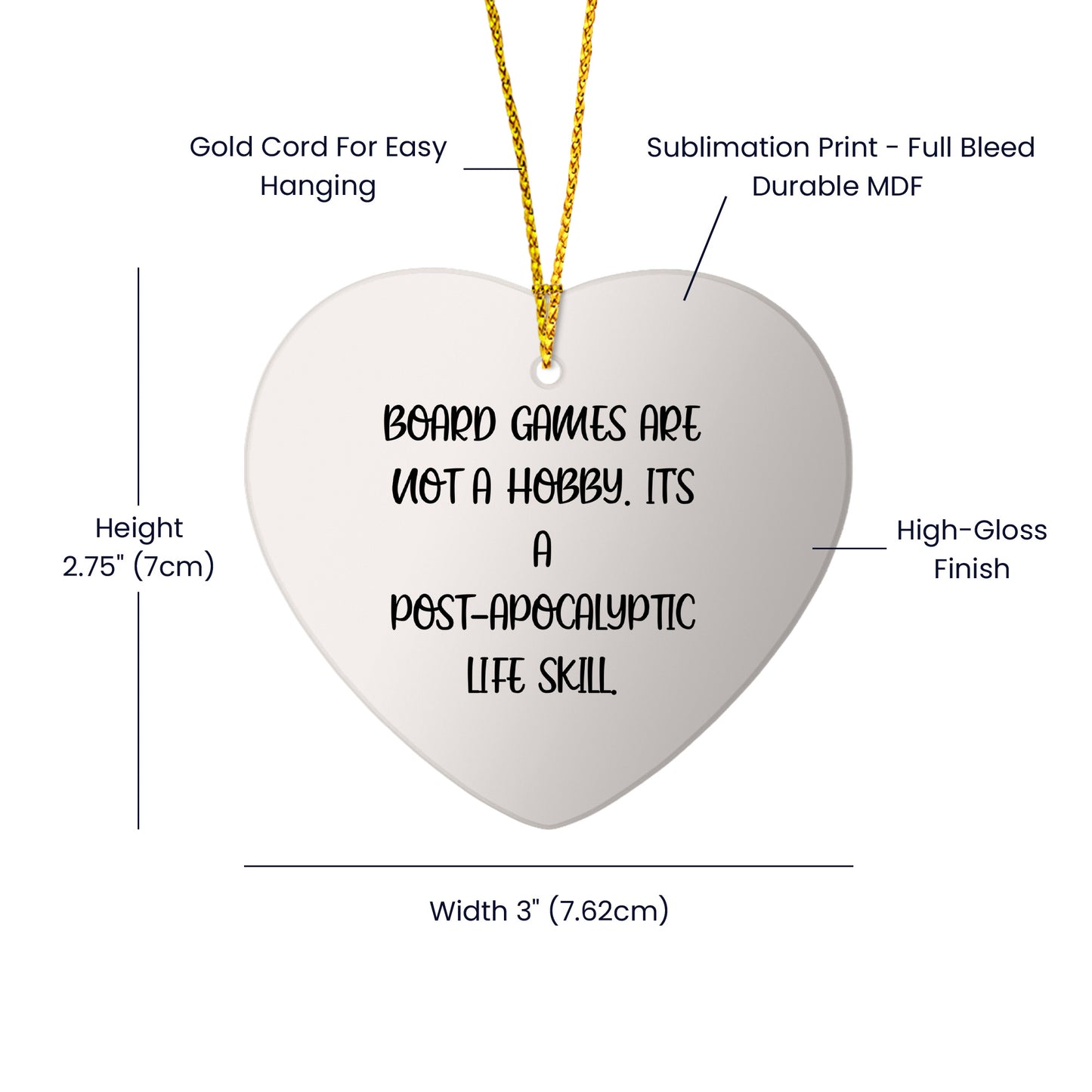 Funny Board Games Gifts for Friends and Family - Heart Ornament with Inspirational Quote - Gifts from Women - Perfect Unique Christmas Unique Gifts for Board Game Lovers - Mallard Moon Gift Shop