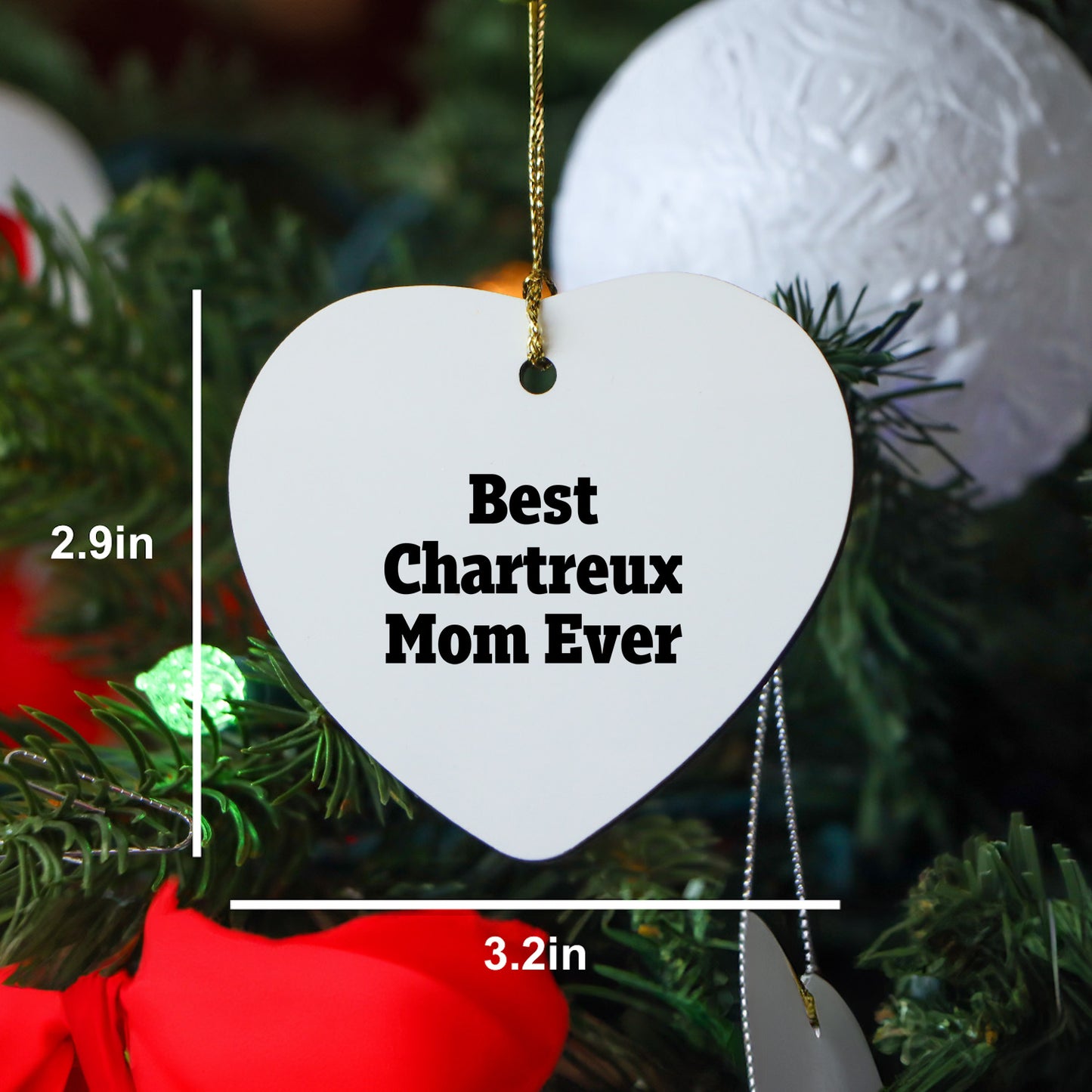 Funny Chartreux Cat Mom Gifts from Friends for Christmas Heart Ornament Best Mom Ever