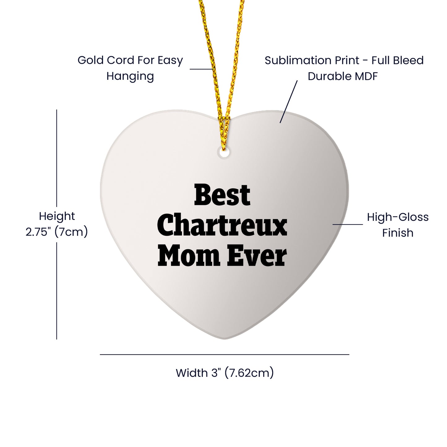 Funny Chartreux Cat Mom Gifts from Friends for Christmas Heart Ornament Best Mom Ever