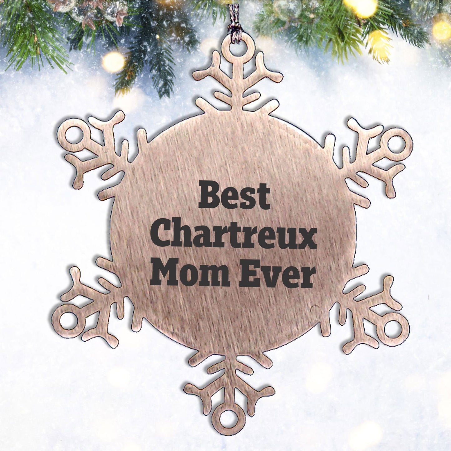 Funny Chartreux Cat Mom Gifts from Friends for Unique Christmas Snowflake Ornaments, Best Chartreux Mom Ever Quote