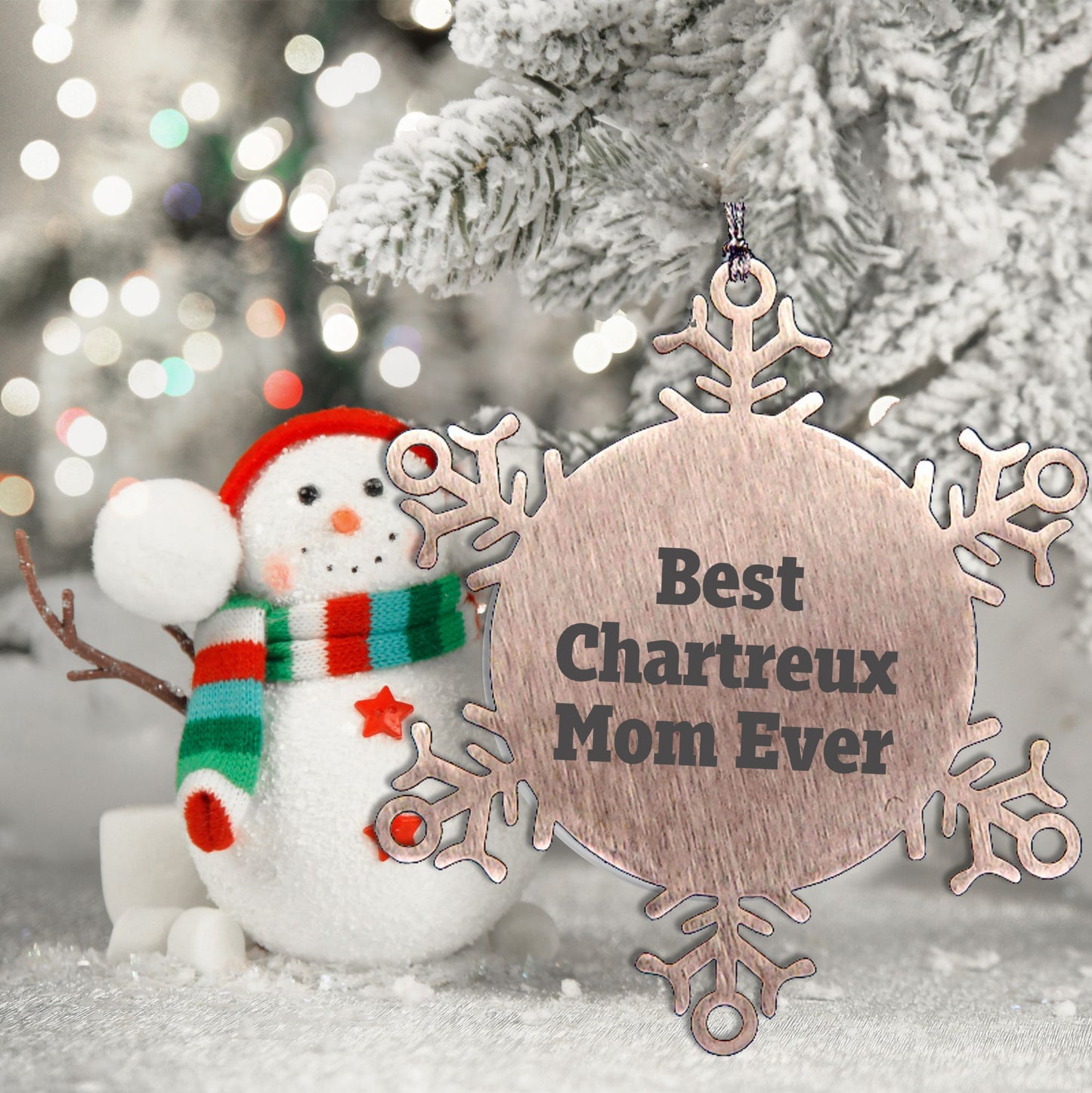 Funny Chartreux Cat Mom Gifts from Friends for Unique Christmas Snowflake Ornaments, Best Chartreux Mom Ever Quote