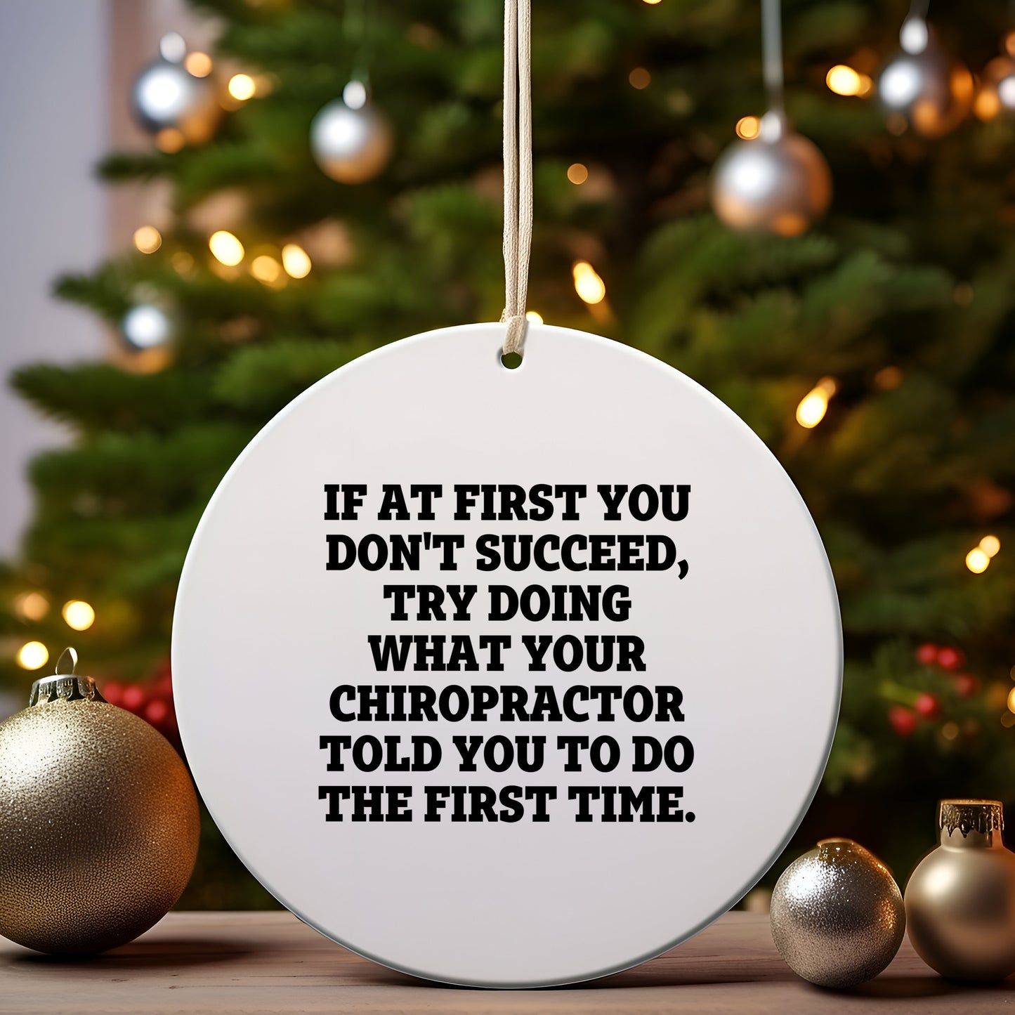 Funny Chiropractor Gifts, Circle Ornament - If At First You Don't Succeed, Try Doing What Your Chiropractor Told You To Do The First Time