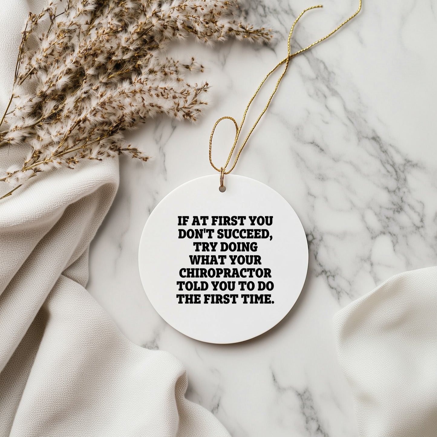Funny Chiropractor Gifts, Circle Ornament - If At First You Don't Succeed, Try Doing What Your Chiropractor Told You To Do The First Time