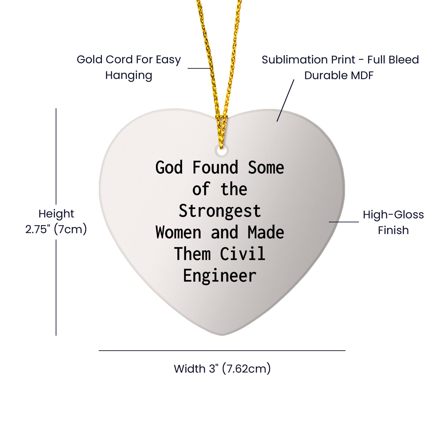 Funny Civil Engineer Heart Ornament Gifts from Men to Women for Christmas