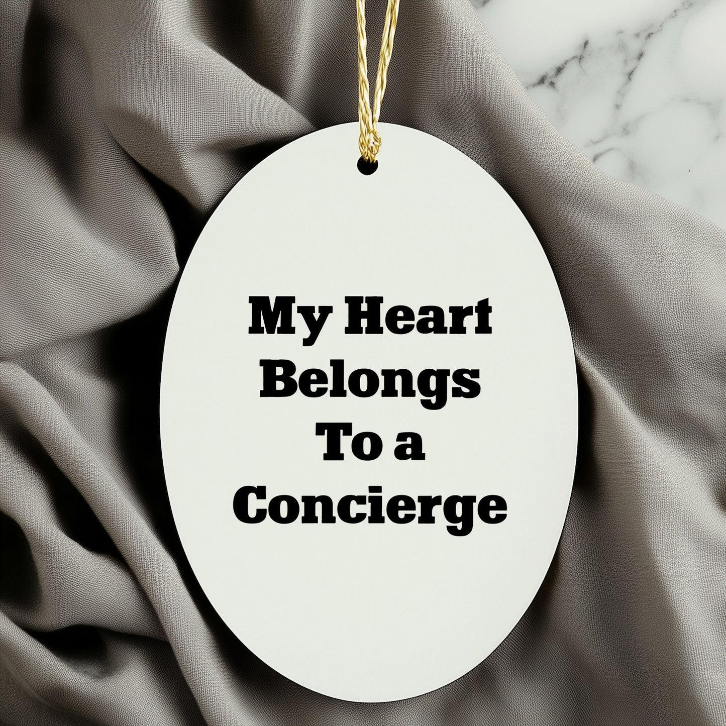 Funny Concierge Gifts from Men to Women - My Heart Belongs To A Concierge Oval Ornament for Christmas