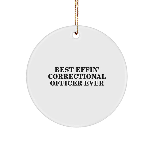 Funny Correctional Officer Gifts from Men, Gifts for Correctional Officers, Best Effin' Correctional Officer Ever Circle Ornament, Christmas Unique Presents