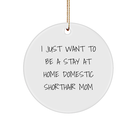 Funny Domestic Shorthair Cat Gifts from Mom - I Just Want To Be A Stay At Home Mom, Christmas Circle Ornament for Domestic Shorthair Cat Lovers, Gifts for Her