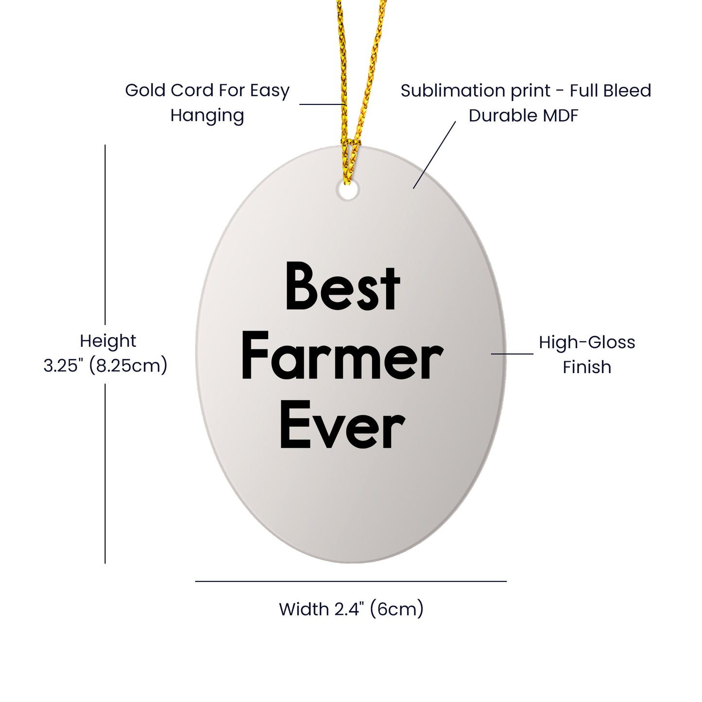 Funny Farmer Gifts from Best Farmers Ever, Oval Ornament for Christmas Memorable Presents, Gifts for Farmer Friends and Family