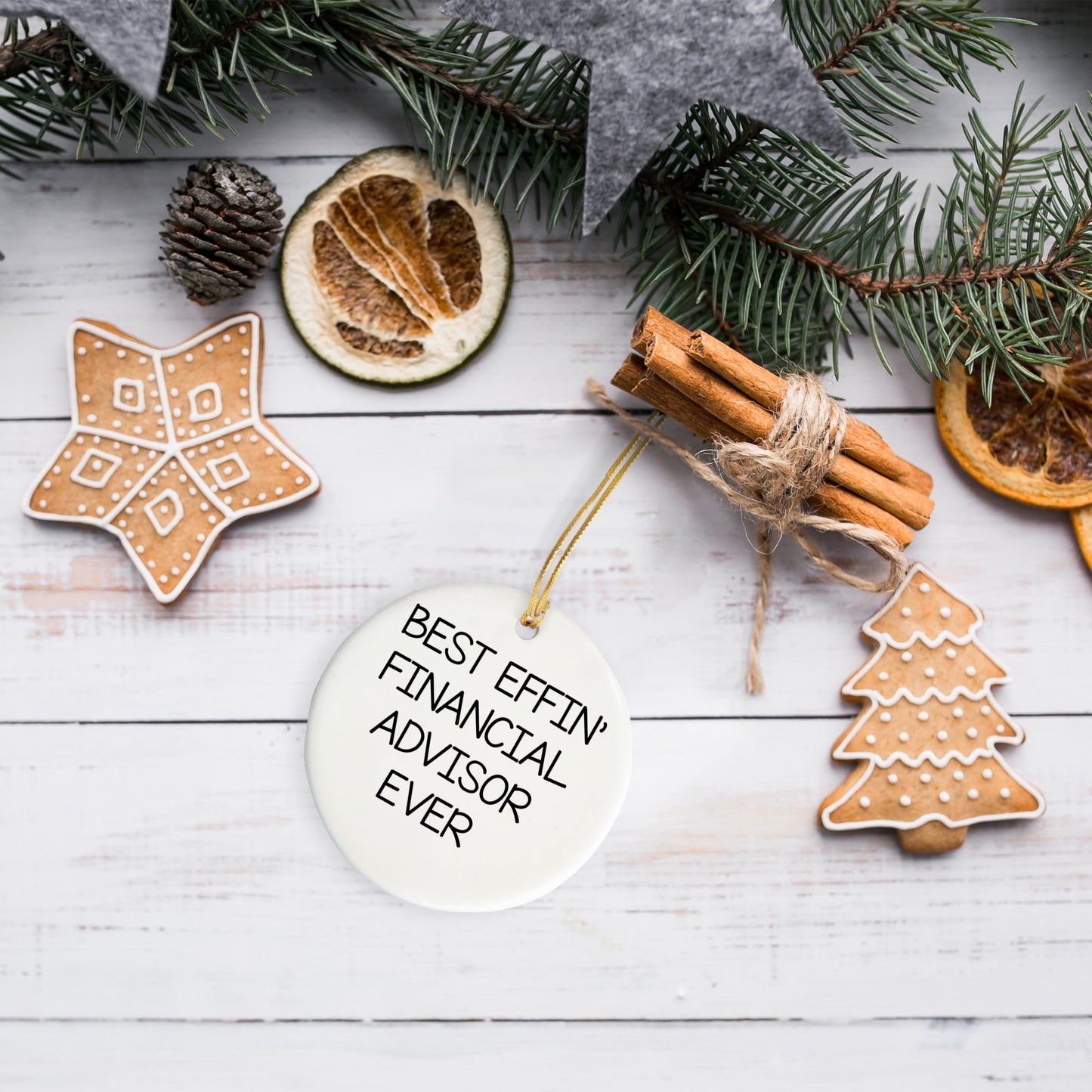 Funny Financial Advisor Gifts from Friends for a Best Effin' Circle Ornament, Christmas Unique
