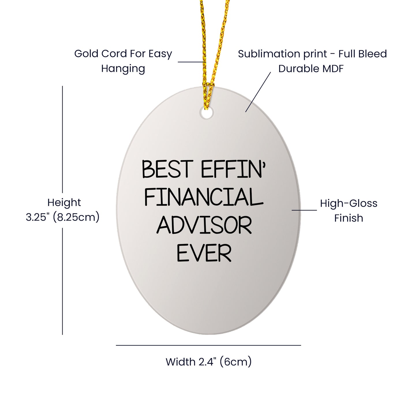 Funny Financial Advisor Gifts from Men to Friends - Best Effin' Oval Ornament for Christmas