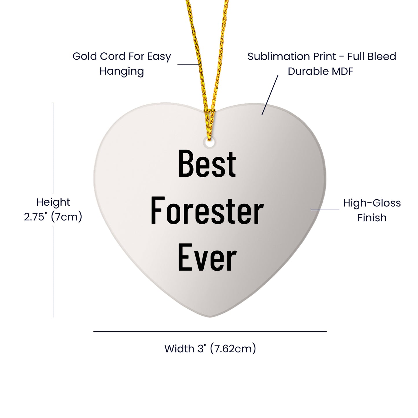 Funny Forester Gifts for Men - Best Forester Ever Heart Ornament, Christmas Unique Gifts from Friends