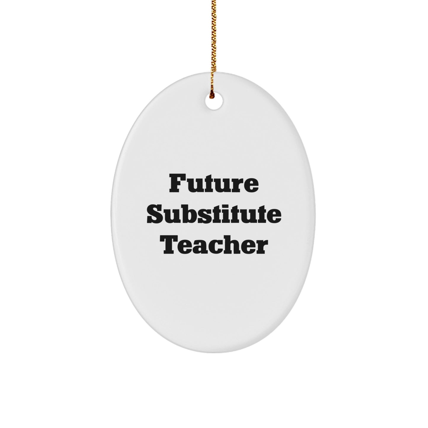 Funny Future Substitute Teacher Oval Ornament, Christmas Unique Gifts from Friends, Gifts for Substitute Teacher, Inspirational Quote
