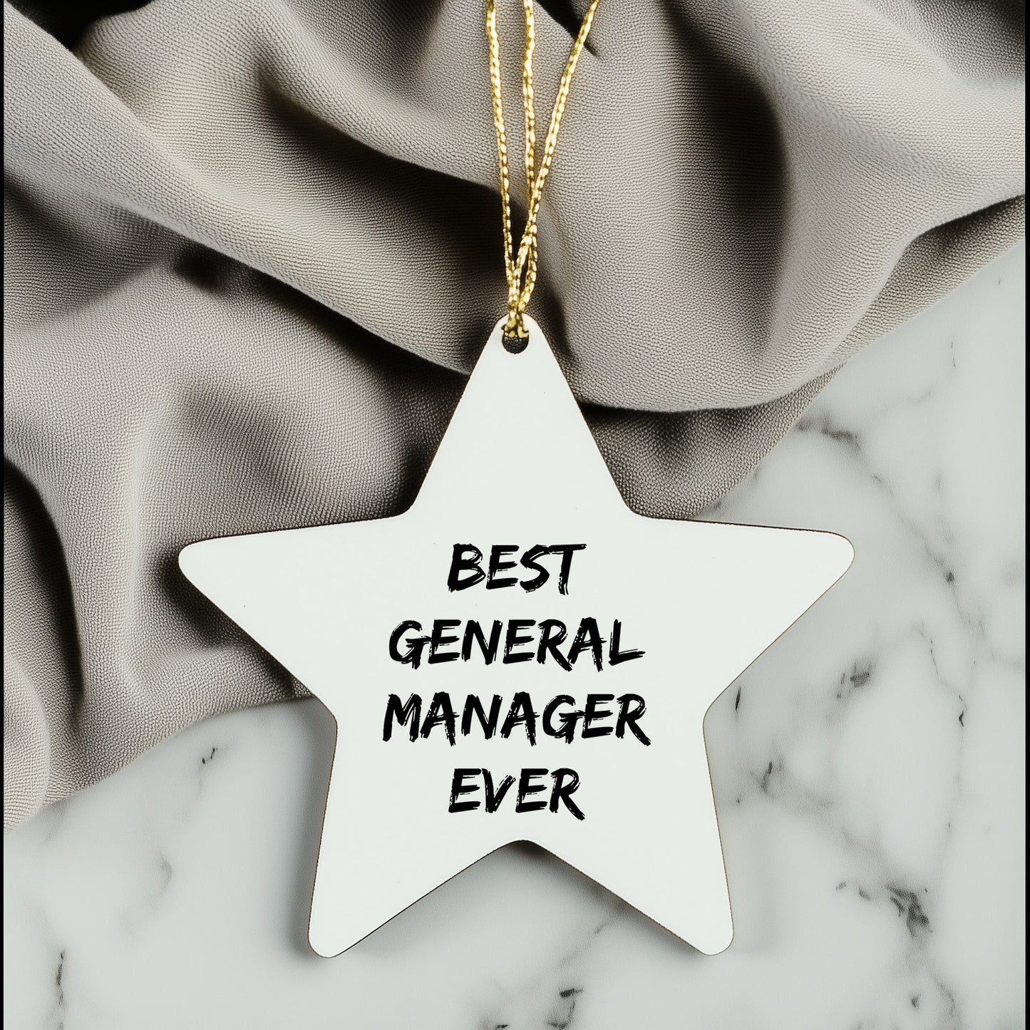 Funny General Manager Gift, 'Best General Manager Ever' Star Ornament for Office Decor, Gifts from Friends for Christmas